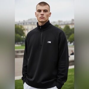 #444 Jack & Jones Black Zip-Up Men's Sweater